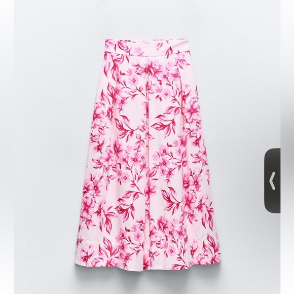 Zara floral print cotton midi skirt - Picture 7 of 13